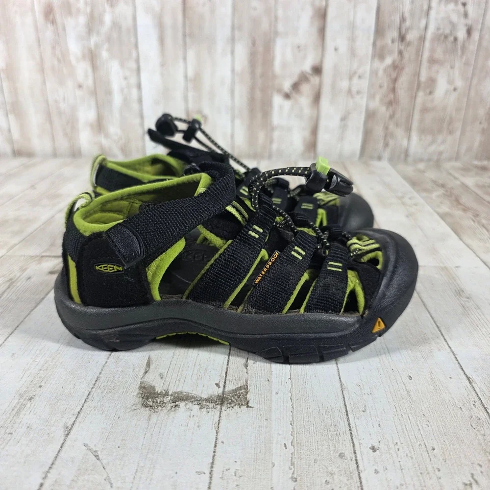Keen Newport‎ H2 Kids Sandals Black Lime Green Waterproof Size 12 US 1009942